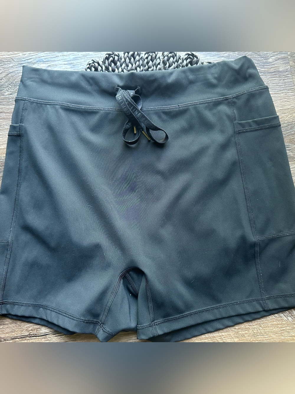 aerie Black Active High-Rise Bike Shorts with Drawstring